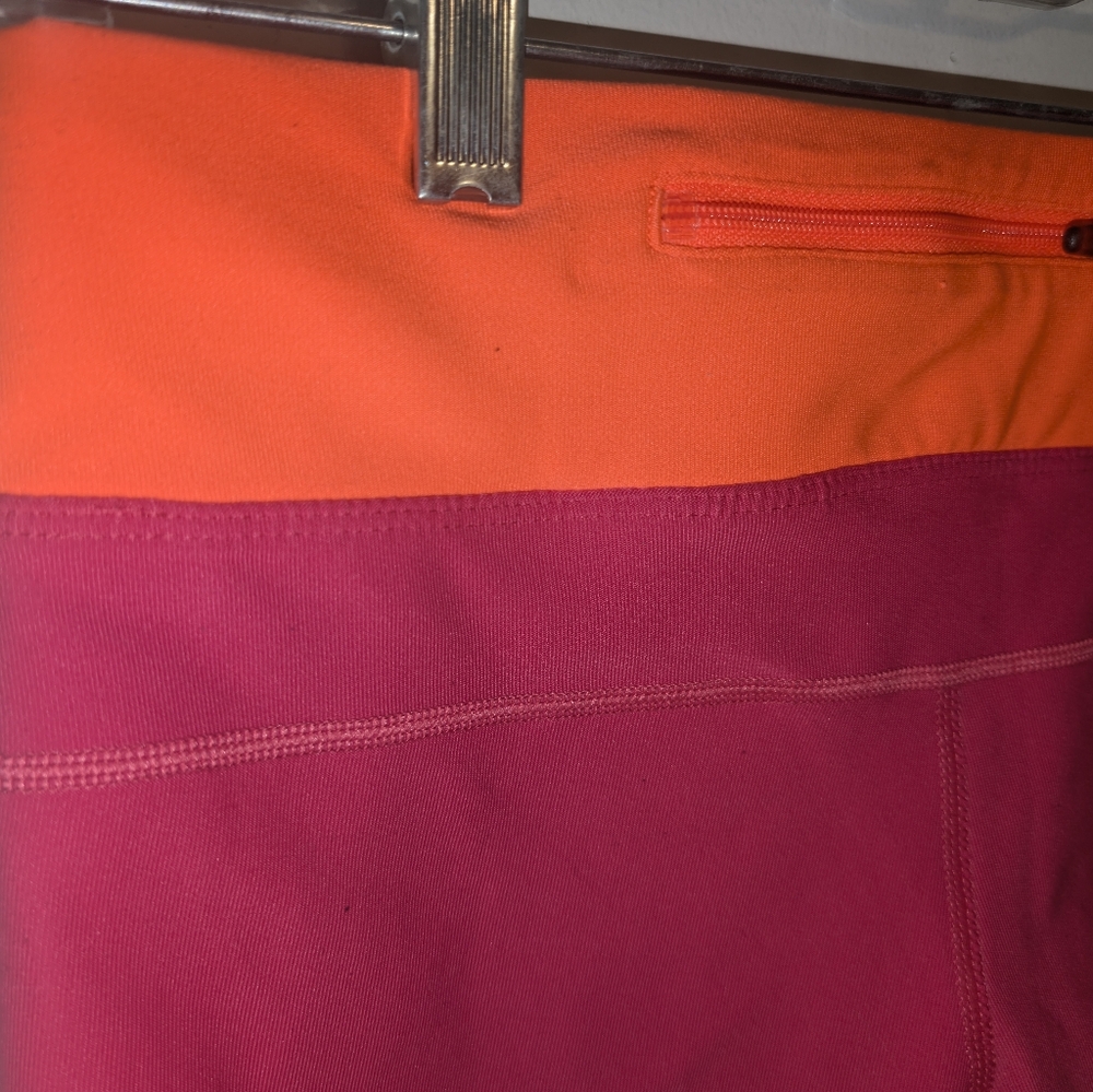 Nike Women's Cropped Dri-Fit Leggings Pink & Orange W/ Zip Pocket & Drawstring - Picture 13 of 16